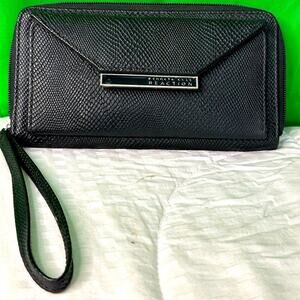 Kenneth Cole Large Black Faux Leather Zip Around Wallet Wristlet NWOT Video